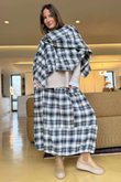 Roberta Plaid Brushed Cotton Drape Cape Shadow